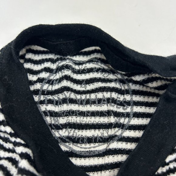 Tiny Whales Striped Lightning Bolt T-Shirt Top 4 4T Kids Black Thermal Waffle - Picture 3 of 3